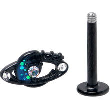 Load image into Gallery viewer, 16G 5/16 Aurora Gem Black Saturn Space Moon Labret Monroe Tragus