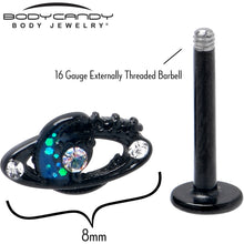 Load image into Gallery viewer, 16G 5/16 Aurora Gem Black Saturn Space Moon Labret Monroe Tragus