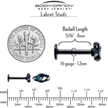 Load image into Gallery viewer, 16G 5/16 Aurora Gem Black Saturn Space Moon Labret Monroe Tragus