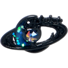 Load image into Gallery viewer, 20G 7mm Aurora Gem Black Saturn Space Moon Nose Bone