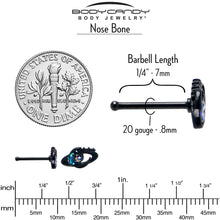 Load image into Gallery viewer, 20G 7mm Aurora Gem Black Saturn Space Moon Nose Bone