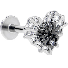 Load image into Gallery viewer, 16G 5/16 Clear CZ Gem Heart of Spider Labret Monroe Tragus