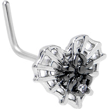 Load image into Gallery viewer, 20G 1/4 Clear CZ Gem Heart of Spider L Shape Nose Ring