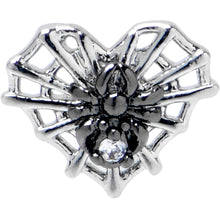 Load image into Gallery viewer, 20G 5/16 Clear CZ Gem Heart of Spider Nose Hoop