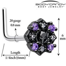 Load image into Gallery viewer, 20G 7mm Pink Gem Skull Cross L Shape Nose Ring