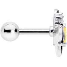 Load image into Gallery viewer, 16G 1/4 Clear Yellow Gem Dark Butterfly Cartilage Tragus Earring