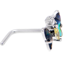Load image into Gallery viewer, 20G 7mm Yellow Clear Gem Dark Butterfly L Shape Nose Ring