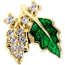 Load image into Gallery viewer, 16G 5/16 Clear CZ Gem Gold Tone Leafy Beauty Labret Monroe Tragus