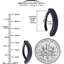 Load image into Gallery viewer, 14G 3/8 Black 316L Surgical Steel Smooth Style Hinged Hoop Belly Ring