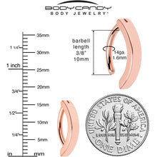 Load image into Gallery viewer, 14G 3/8 Rose Gold Tone 316L Surgical Steel Smooth Style Hinged Hoop Belly Ring