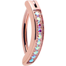 Load image into Gallery viewer, 14G 3/8 Rose Implant Grade Titanium CZ Paved Hinged Hoop Belly Ring