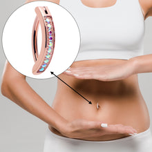 Load image into Gallery viewer, 14G 3/8 Rose Implant Grade Titanium CZ Paved Hinged Hoop Belly Ring