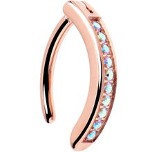 Load image into Gallery viewer, 14G 3/8 Rose Implant Grade Titanium CZ Paved Hinged Hoop Belly Ring