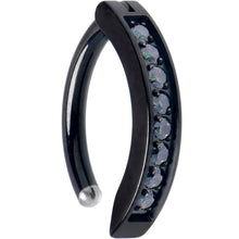 Load image into Gallery viewer, 14G 3/8 Black Implant Grade Titanium CZ Paved Hinged Hoop Belly Ring