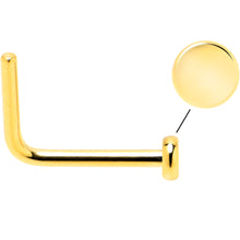 Load image into Gallery viewer, 20G 1/4 Gold Tone ASTM F-136 Implant Grade Titanium 2mm Disc L Shape Nose Ring