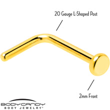 Load image into Gallery viewer, 20G 1/4 Gold Tone ASTM F-136 Implant Grade Titanium 2mm Disc L Shape Nose Ring