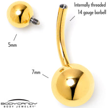 Load image into Gallery viewer, Gold Tone ASTM F-136 Implant Grade Titanium Internally Threaded Belly Ring