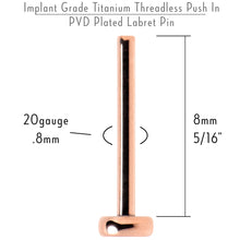 Load image into Gallery viewer, 20G 5/16 Rosy Hue ASTM F-136 Implant Grade Titanium Threadless Post Only Labret