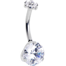 Load image into Gallery viewer, Clear CZ Gem ASTM F-136 Implant Grade Titanium Threadless Double Mount Belly Ring