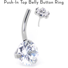 Load image into Gallery viewer, Clear CZ Gem ASTM F-136 Implant Grade Titanium Threadless Double Mount Belly Ring