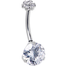 Load image into Gallery viewer, Clear CZ Gem ASTM F-136 Implant Grade Titanium Threadless Double Mount Belly Ring