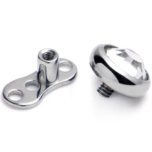 Load image into Gallery viewer, 14G 5mm Gem Bezel Top 3 Hole Dermal Implant Grade Titanium Anchor Base