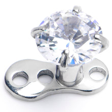 Load image into Gallery viewer, 14G 4mm CZ Top 3 Hole Dermal Implant Grade Titanium Anchor Base