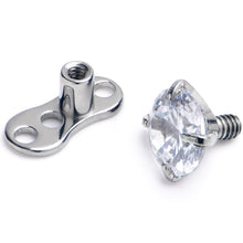 Load image into Gallery viewer, 14G 4mm CZ Top 3 Hole Dermal Implant Grade Titanium Anchor Base