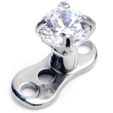 Load image into Gallery viewer, 16G 3mm CZ Top 3 Hole Dermal Implant Grade Titanium Anchor Base