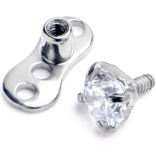 Load image into Gallery viewer, 16G 3mm CZ Top 3 Hole Dermal Implant Grade Titanium Anchor Base
