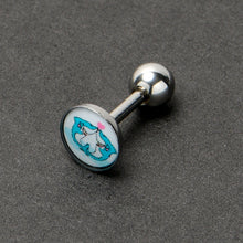 Load image into Gallery viewer, 16G 1/4 Loving Blue Whales Cartilage Tragus Stud
