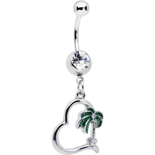 Load image into Gallery viewer, Clear Gem Palm Tree Love Heart Dangle Belly Ring