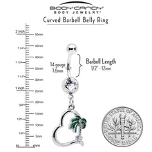 Load image into Gallery viewer, Clear Gem Palm Tree Love Heart Dangle Belly Ring