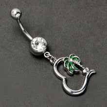 Load image into Gallery viewer, Clear Gem Palm Tree Love Heart Dangle Belly Ring