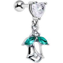 Load image into Gallery viewer, 16G 1/4 Clear CZ Gem Heart And Rose Dangle Cartilage Earring