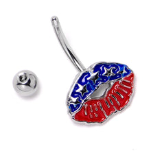 Load image into Gallery viewer, Patriotic Kissy Lips Belly Ring