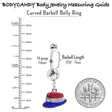 Load image into Gallery viewer, Red Blue Clear Gem Patriotic Hat Dangle Belly Ring