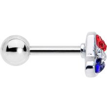 Load image into Gallery viewer, 16G 1/4 Red Blue Clear Gem Patriotic Hat Cartilage Tragus Earring