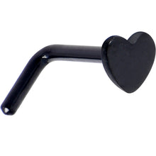 Load image into Gallery viewer, 18G 1/4 Black ASTM F-136 Implant Grade Titanium Heart End L Shape Nose Ring