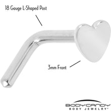 Load image into Gallery viewer, 18G 1/4 ASTM F-136 Implant Grade Titanium Heart End L Shape Nose Ring