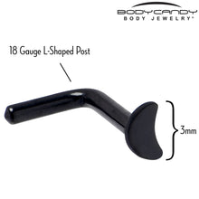 Load image into Gallery viewer, 18G 1/4 Black ASTM F-136 Implant Grade Titanium Moon End L Shape Nose Ring
