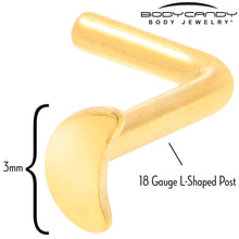 Load image into Gallery viewer, 18G 1/4 Gold Tone ASTM F-136 Implant Grade Titanium Moon End L Shape Nose Ring