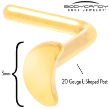 Load image into Gallery viewer, 20G 1/4 Gold Tone ASTM F-136 Implant Grade Titanium Moon End L Shape Nose Ring