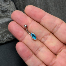 Load image into Gallery viewer, Clear Blue Gem Firey Drop Belly Ring