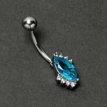 Load image into Gallery viewer, Clear Blue Gem Firey Drop Belly Ring