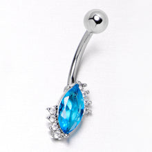 Load image into Gallery viewer, Clear Blue Gem Firey Drop Belly Ring