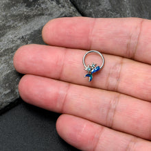 Load image into Gallery viewer, 16G 3/8 Blue Gem Blue Mermaid Tail Stars Hinged Segment Ring