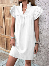 Load image into Gallery viewer, Elegant Ruffled Cap Sleeve Mini Dress Feminine & Flowy Summer Dress