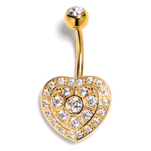 Load image into Gallery viewer, Clear Gem Gold Tone Ultra Luxe Heart Belly Ring