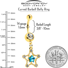 Load image into Gallery viewer, Clear Blue Gem Gold Tone Starry Glam Dangle Belly Ring